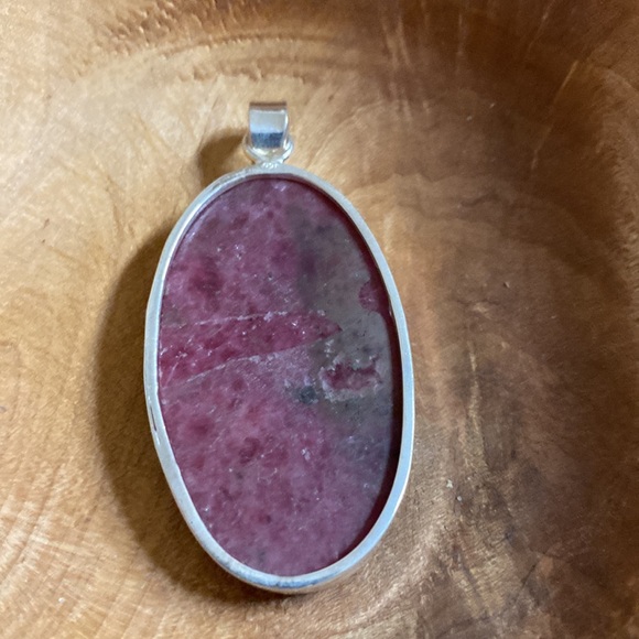 Red Ruby Large Oval Sterling Silver Pendant - Picture 5 of 6